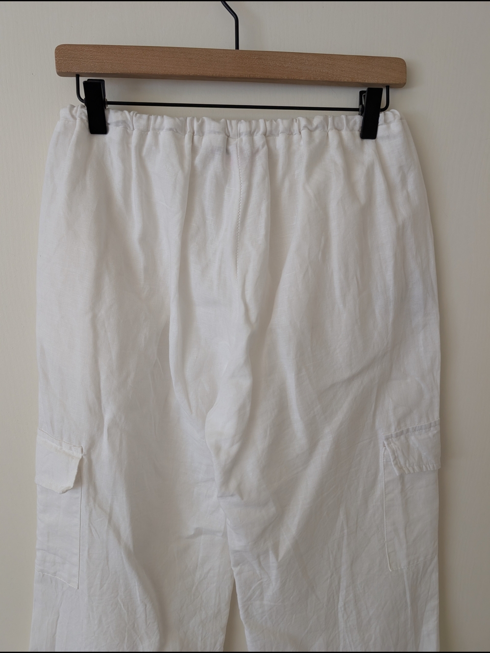 Edikted Womens Medium 100% Cotton Wide Leg Cargo Pants White Minimalist Summer - Picture 6 of 8